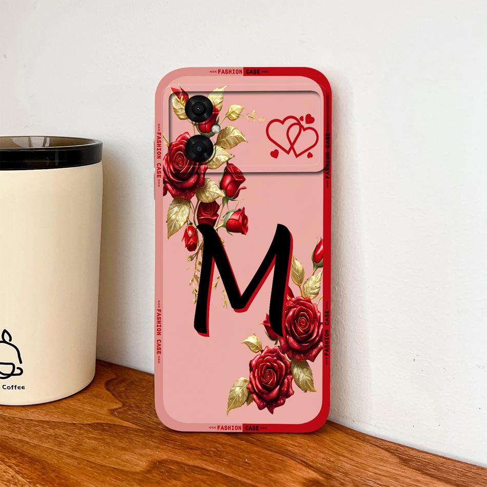 Case For Xiaomi Poco M4 M3 Pro Luxury Rose Letters Soft Smooth Liquid Silicone Housing For Poco M 4 M 3 Lightweight Phone Cover