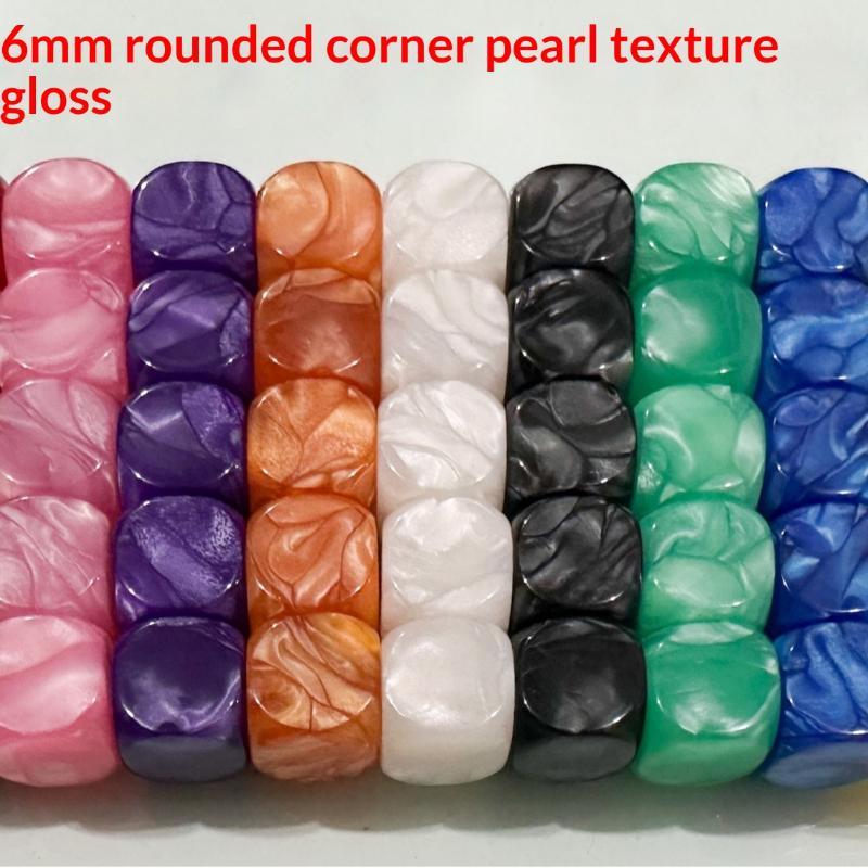 10pcs Pearl Textured Round Blank Dice Smooth Game Props for Camping Trip Travel Portable Board Game Accessories