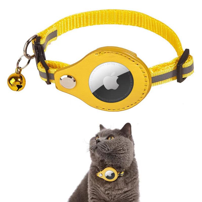 Reflective Cat Collar with Airtag Holder and Bell - Anti-Lost Tracker for Cats