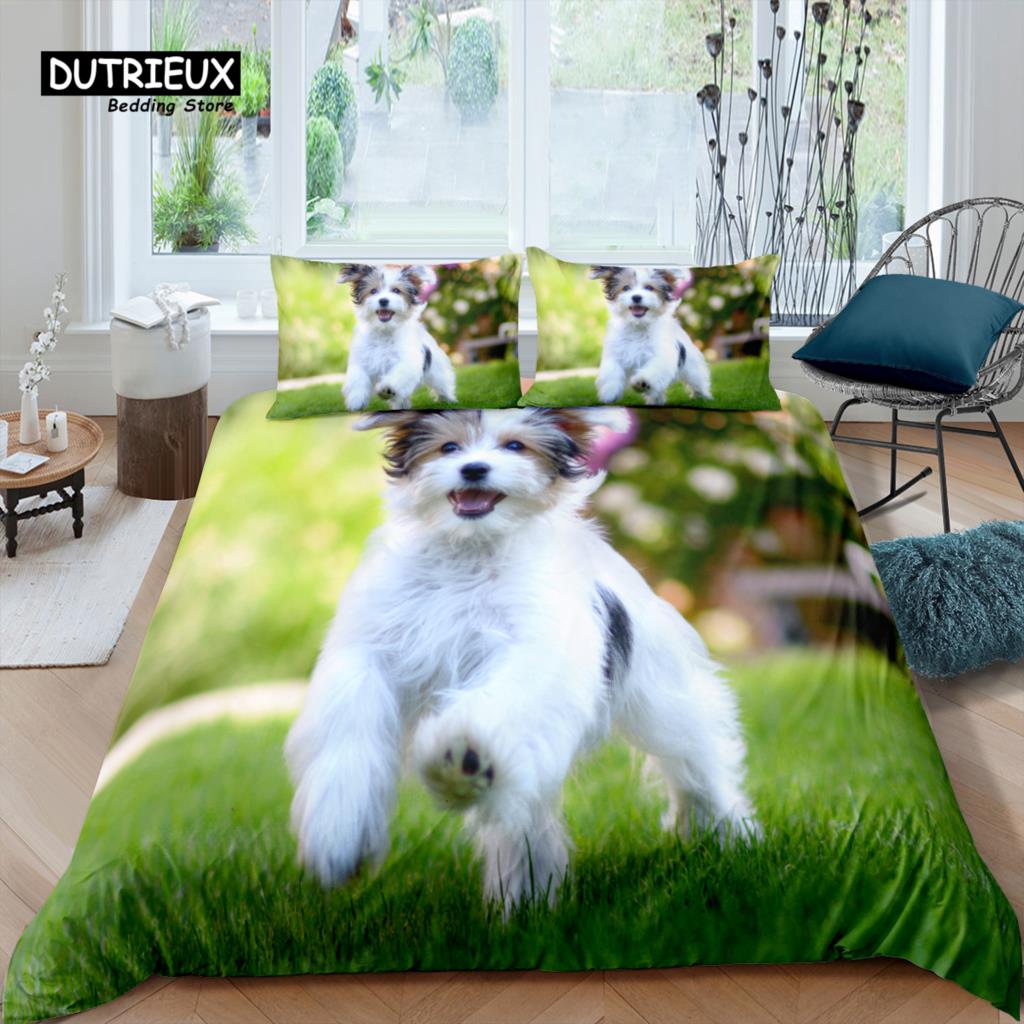 Home Living Luxury 3D Dog Bedding Set Duvet Cover Set Pillowcase Kids Bedding Set Queen and King EU/US/AU/UK Size