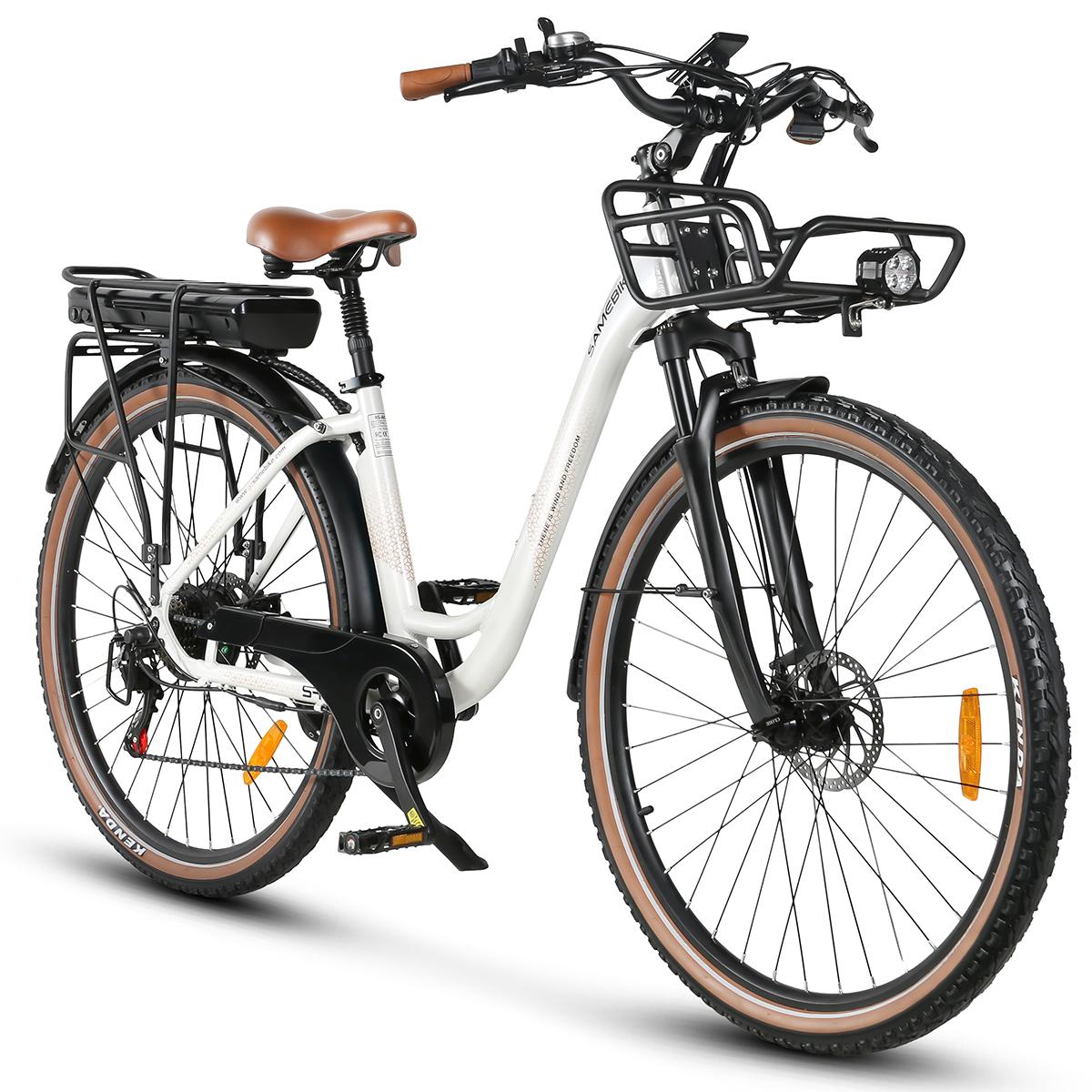 Vélo électrique Samebike RS-A07 500 W 36 V 13 Ah pour adulte, vélo de ville à gros pneus de 28 pouces, triple absorption des chocs bleu