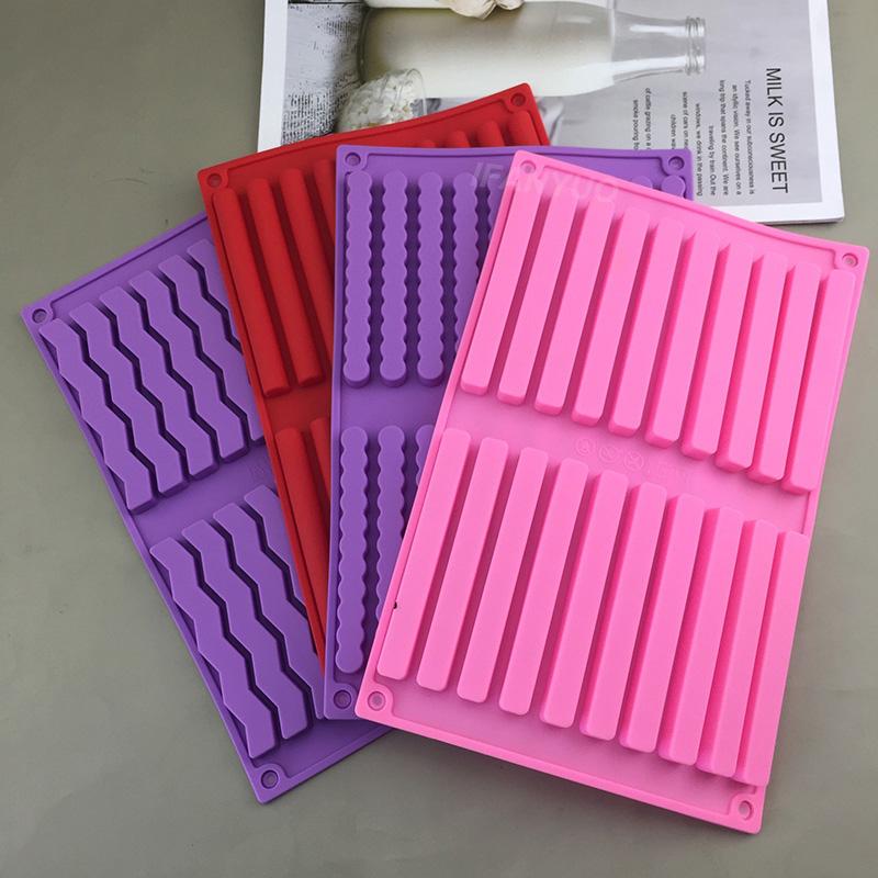 20/40 Holes Wave Rectangle/Cylinder Fondant Chocolate Silicone Mold Ice Cube Tray Mold Soap Resin Cake Candy Baking Decoration
