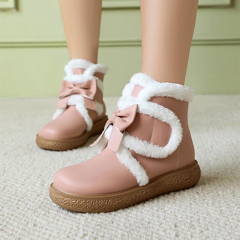 Fashion AIYUQI Snow Boots For Women 2025 New Women Short Boots Bow Knot Round Toe Large Size Comfortable Women's Ankle Boots