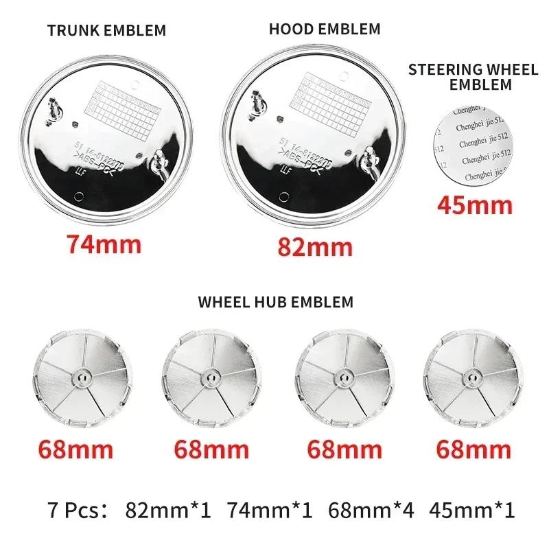 7 Pezzi Emblema Cofano Anteriore Auto Logo 50° Anniversario 82mm + Distintivo Posteriore 74mm + Coprimozzo Ruota 68mm Copertura Decorativa Styling per BMW M