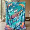 Underwater Cat Adventure 1 Theme Blanket Lightweight Warm Flannel Blanket Decorative Throw Blanket for Home Decoration