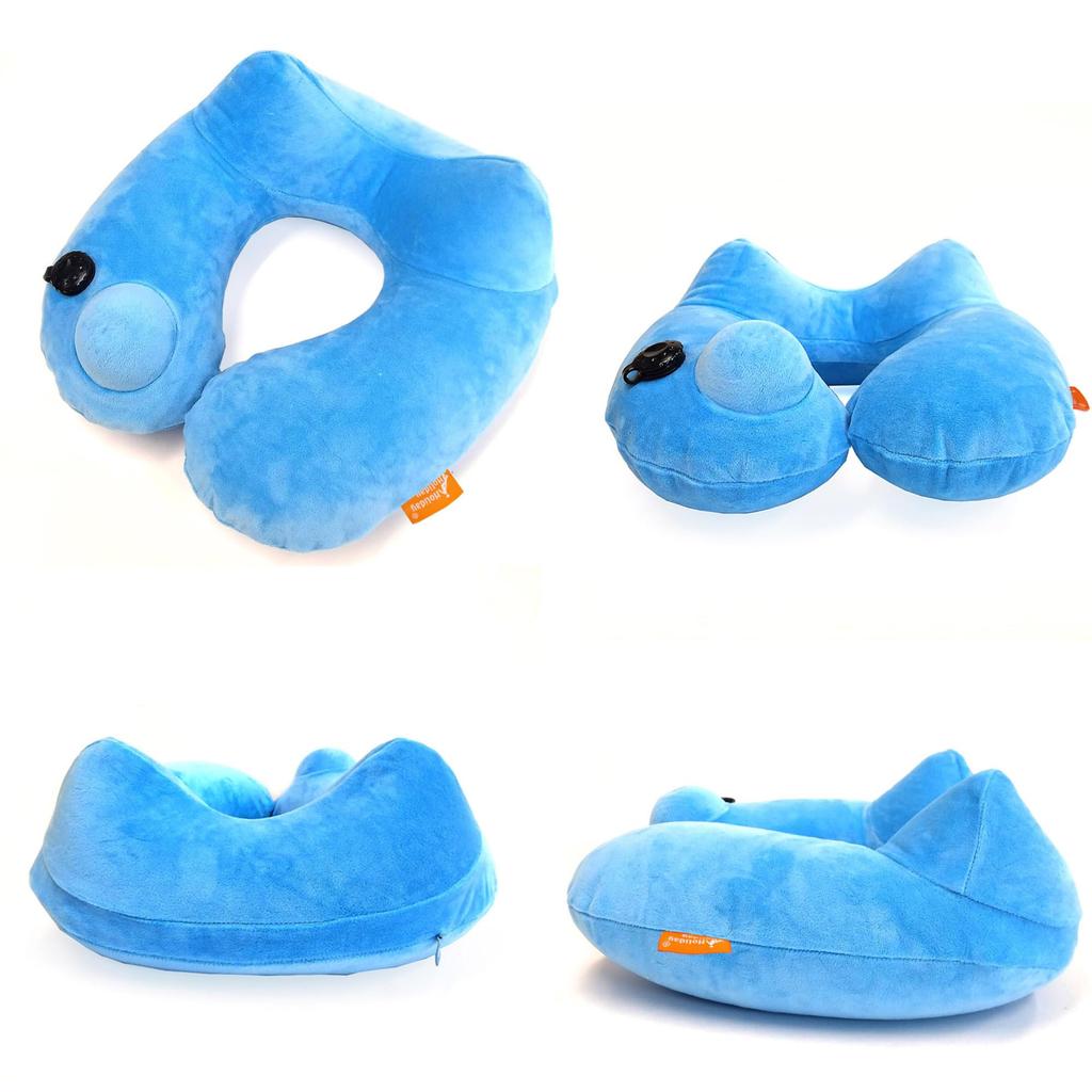 Vanguard Neck Pillow, Air Pillow, Travel Pillow, Pump-Operated, Adjustable Height, with Headrest, Compact, Storage Pouch, Convenient for Airplane