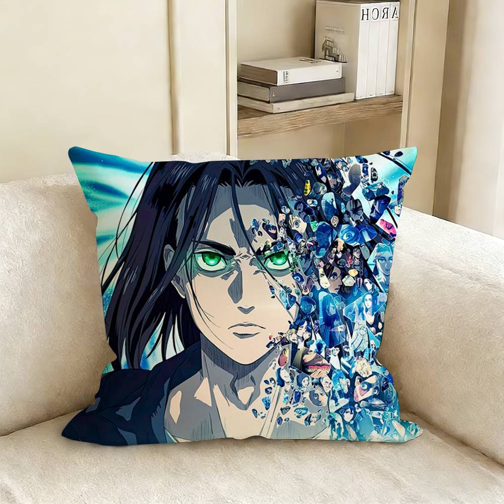 EEren YYeager Anime AAttack On TTitans Pillow Cover Sofa Cushion Cover Home Room Decoration Children Gift