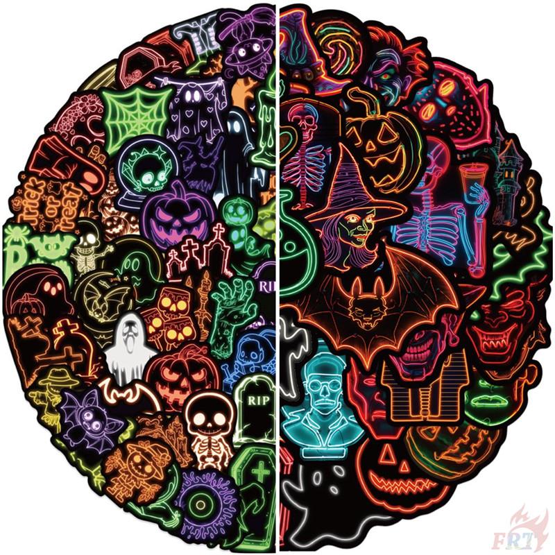 50Pcs/Set Neon Color. KUSO Funny Halloween Scary Horror Stickers DIY Fashion Waterproof Doodle Decals Stickers