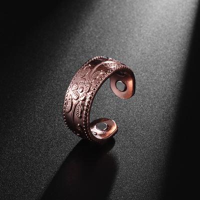 Flower Shape Magnetic Ring Copper Adjustable Open Cuff Ring for Men Women Arthritis Pain Relief Healthy Energy Jewelry