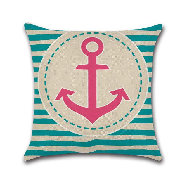 Anchor Series Cushion Cover Sea Style Ship Anchor Cotton Linen Pillow Case Boat Decorative Pillowcase Funda De Almohada Zt126