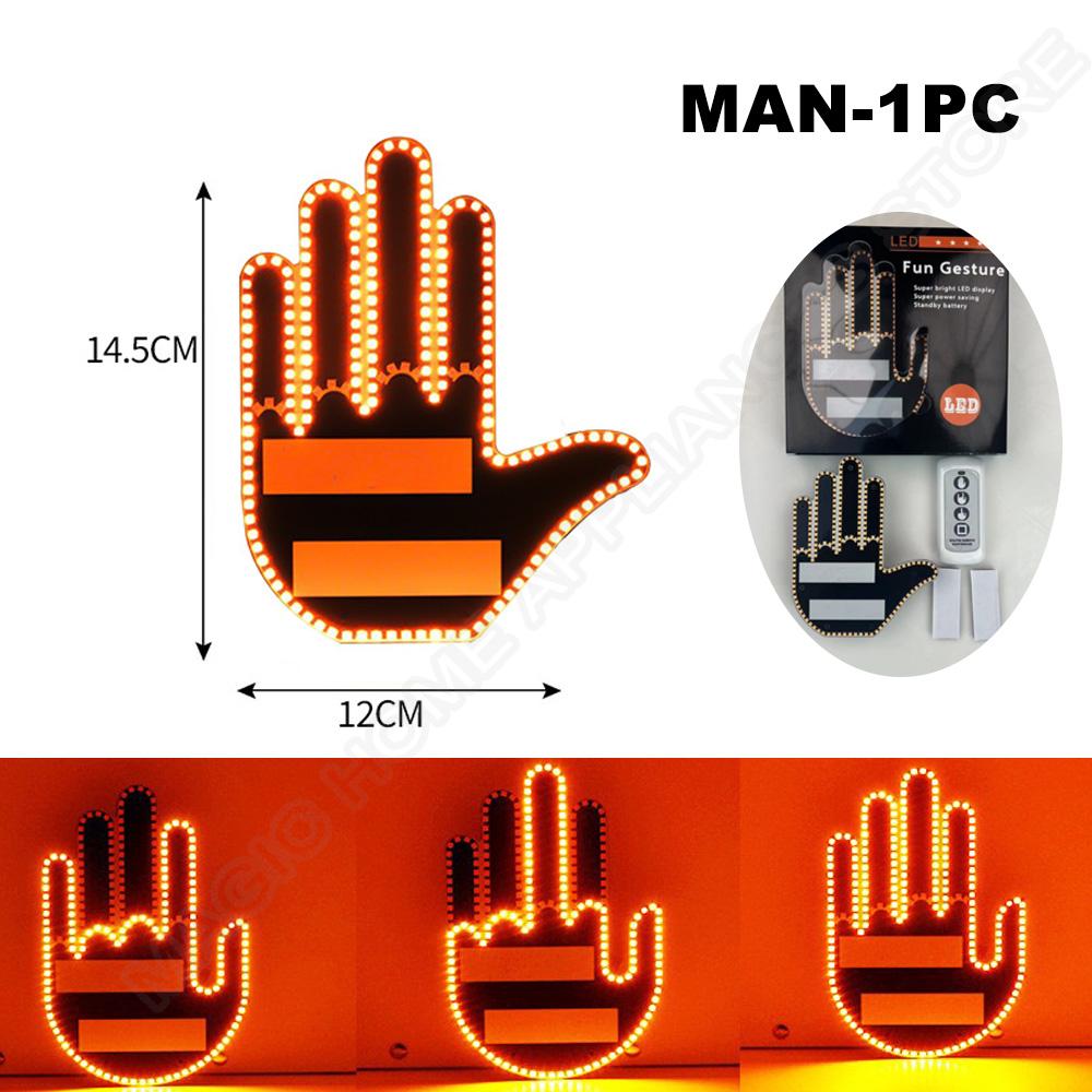 Car Finger Light with Remote Control Cool Funny Car Interior Light Finger Up LED Middle Finger Hand Lamp Rear Windshield LED