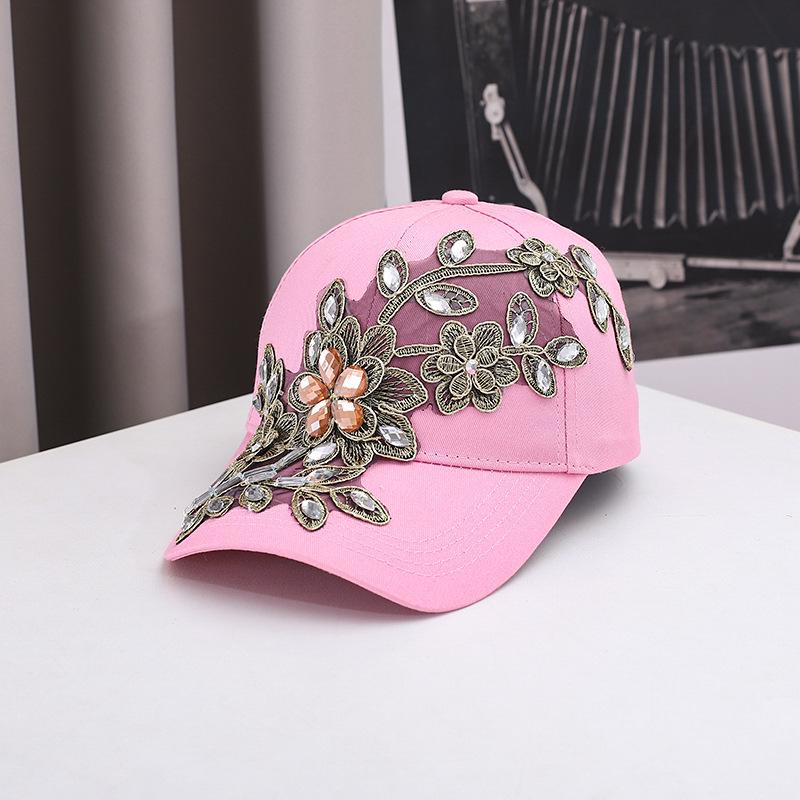 European-American Luxury Rhinestone Sun Protection Baseball Cap for Women