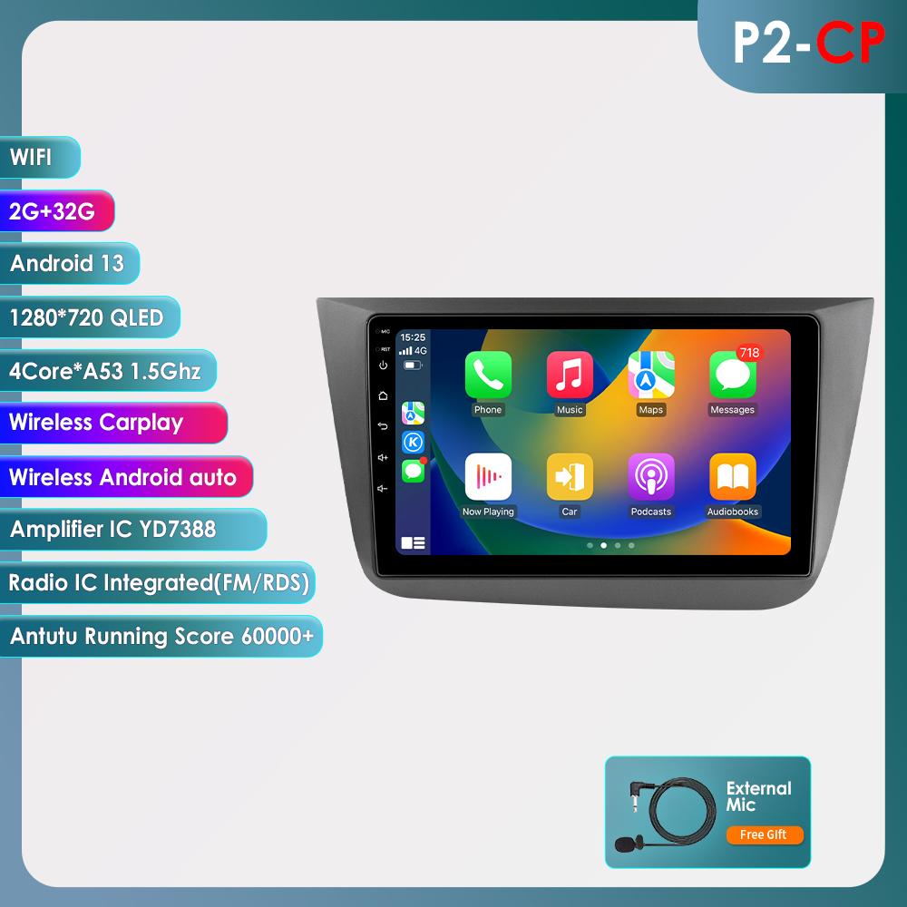 Hizpo 4G AI Stemme Trådløs CarPlay Android 13 Bilradio for Seat Altea 2004 - 2015 Toledo 3 Bil Multimediespiller intelligent RDS GPS 2 Din Autoradio