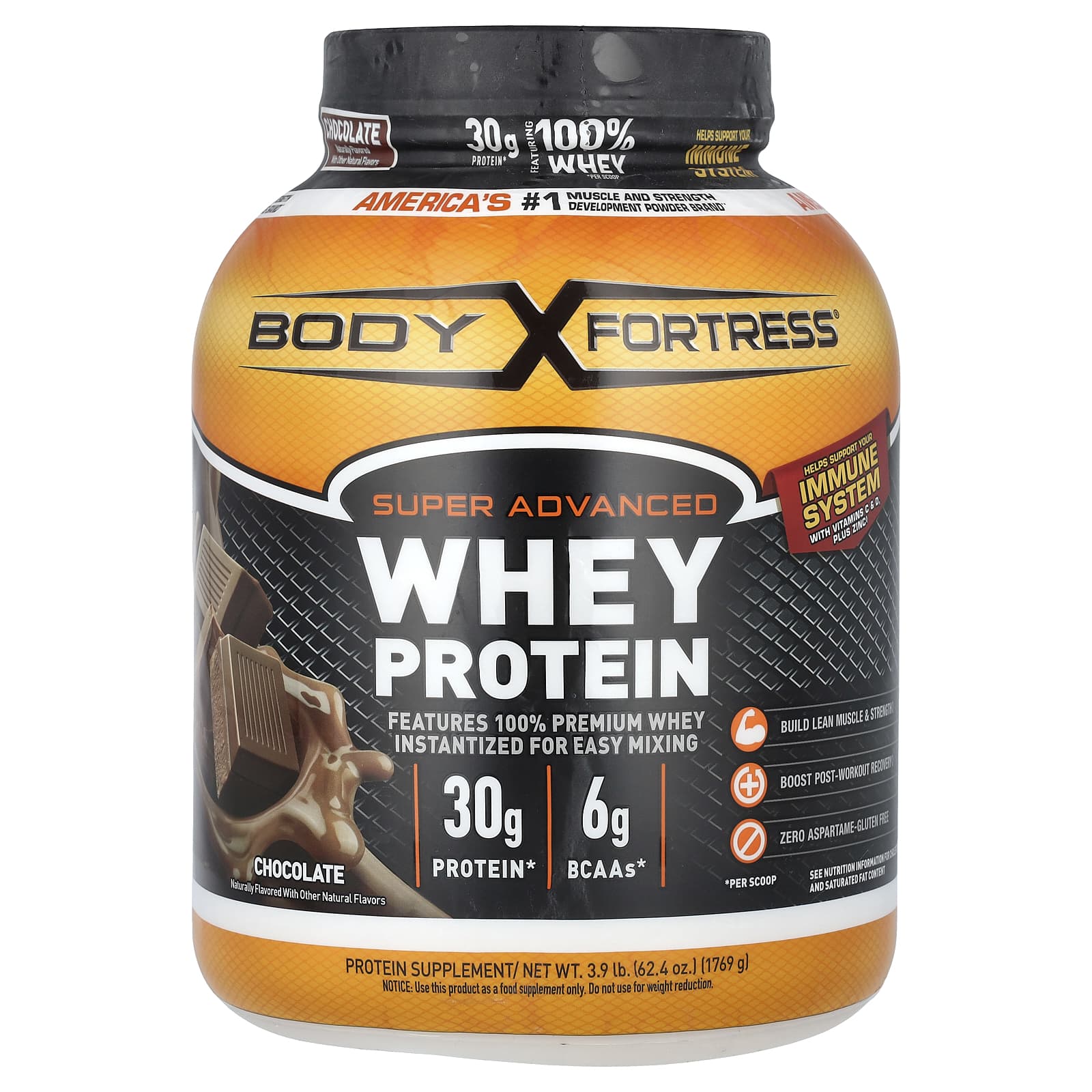

Body Fortress, Super Advanced Whey Protein, Chocolate, 3.9 lb (1,769 g)