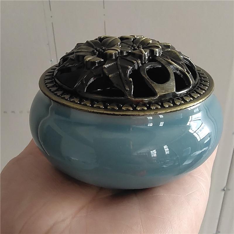Celadon Ceramic Incense Burner for Home, Buddhist Supplies, Sandalwood Incense Path, Ice Crack Kiln Change Design.