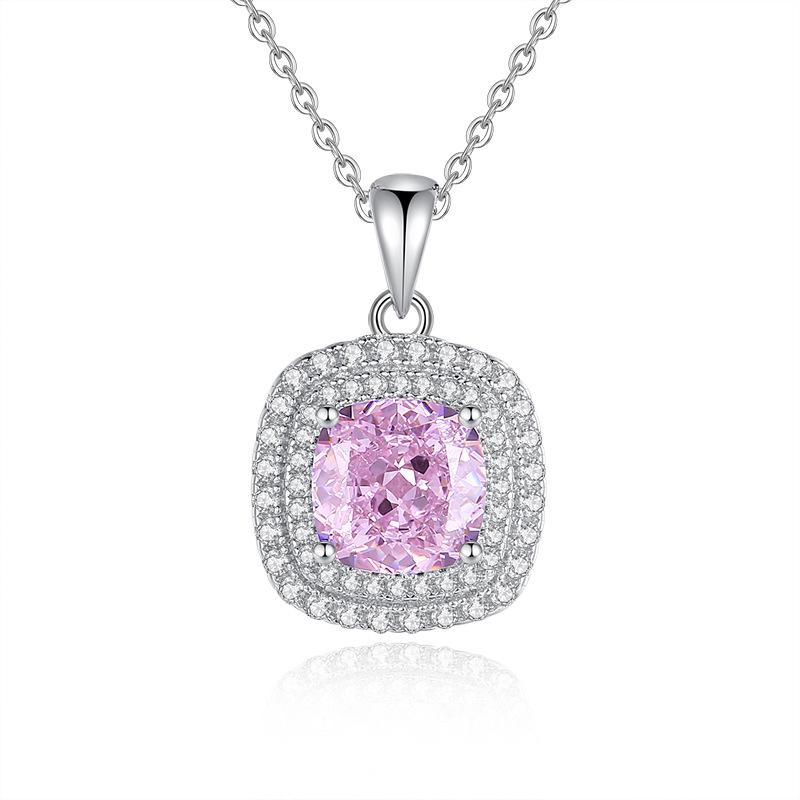 

Подвеска-кулон Принцесса Квадрат с танзанитом с серебряной цепочкой S925 и бриллиантами с высоким содержанием углерода 925 Silver