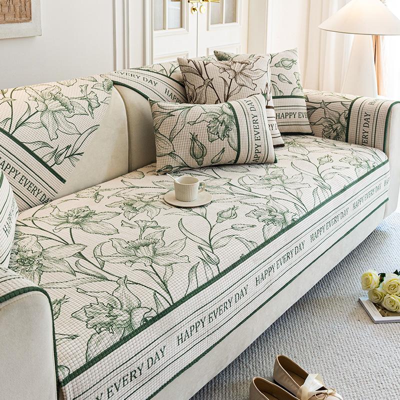 Sofa Cushion Four Seasons Universal Light French Vintage Style New Non-Slip Leather Sofa Cover