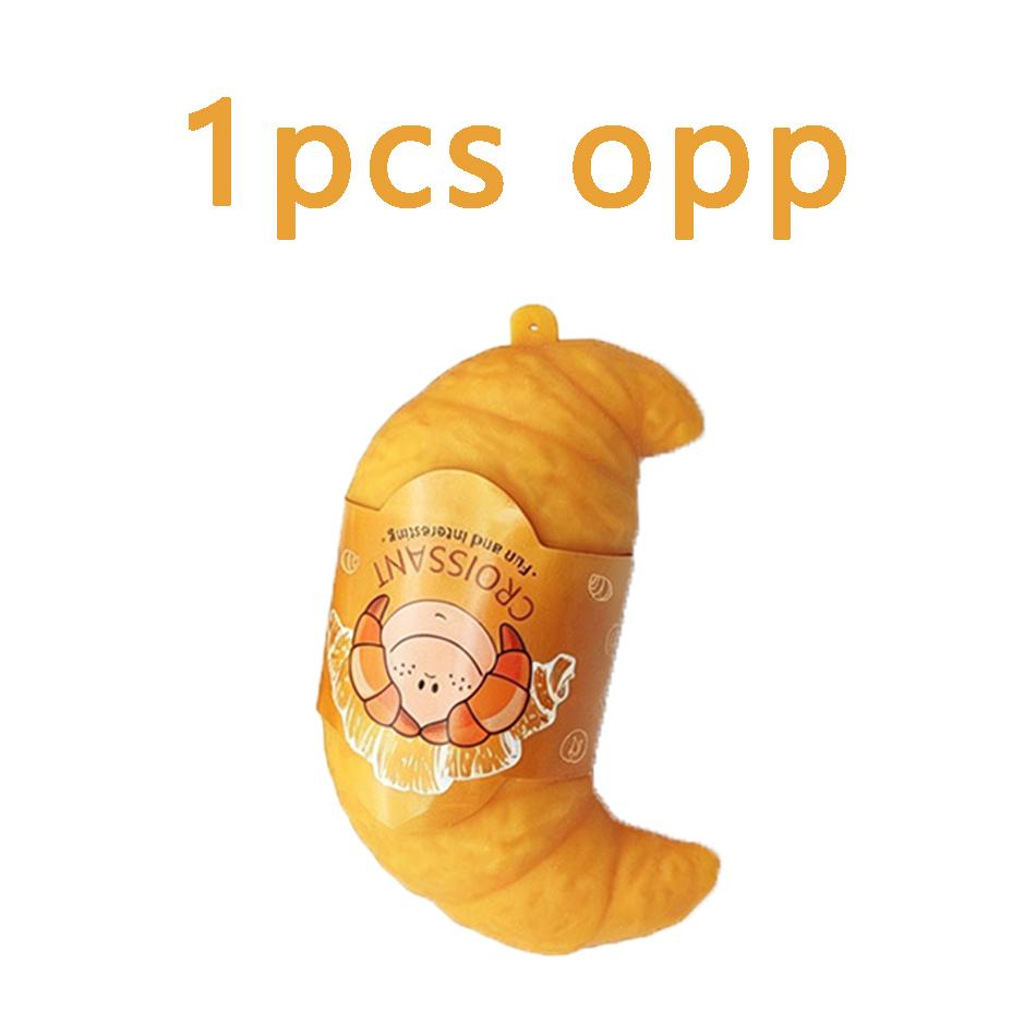 In Stock Novelty Croissant Bread Stress Toys Lifelike Food Stress Relief Squishies Cute Soft Flour Pinch Toy Funny Squeeze Gifts