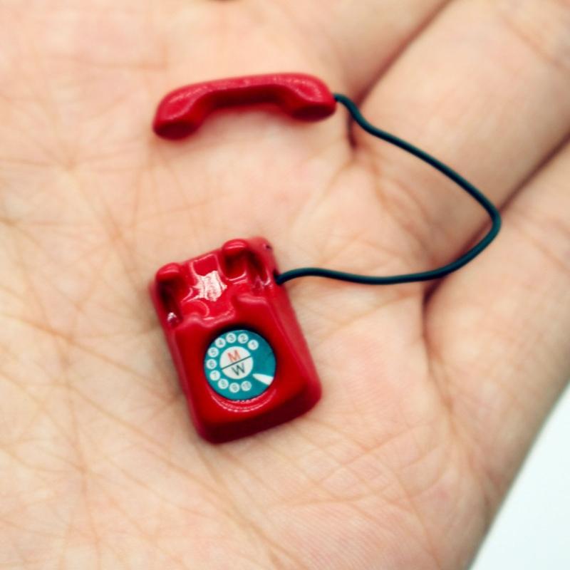 Antique Miniature Telephone For Dollhouses Accessories 1/12 Scale Handcrafted Wooden Furniture Kids Gift