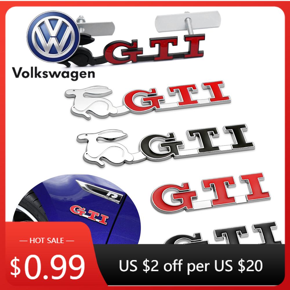 OPQ1 2026 Hot VOLKSWAGEN 1Pc Car Metal Grill Badge GTI Logo Emblem Decals Sticker For VW Golf 2 3 4 8 7 MK2 MK3 MK4 MK5 MK6 MK7 Autom