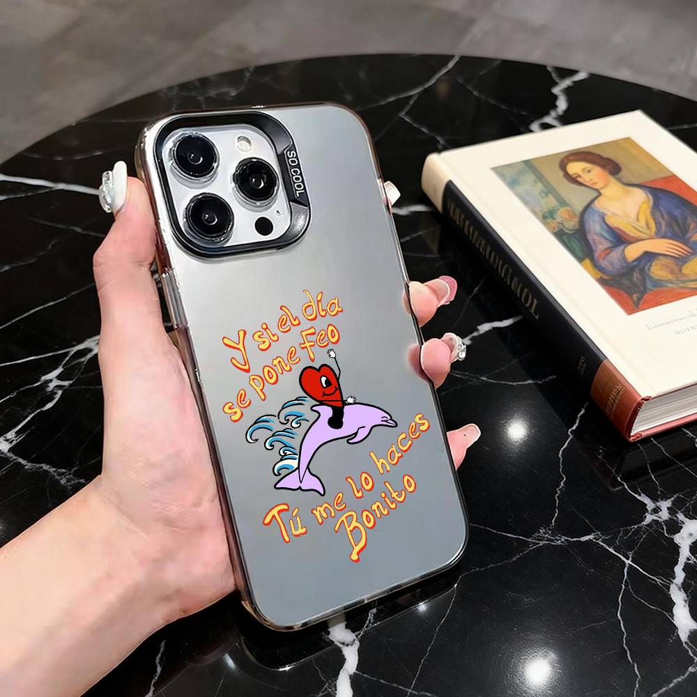 B-Bad B-Bunny-BB Art  Phone Case For iPhone 17,16,15,14,13,12,11 Plus,Pro Max,XS,Colorful Silver Black Cover iPhone16plus
