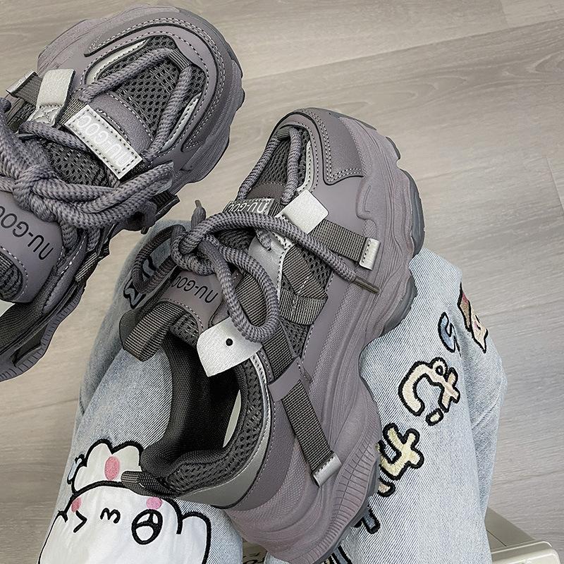 

Жареные уличные папины кроссовки женские 2025 новые на толстой подошве увеличивающие рост ноги маленькие универсальные повседневные кроссовки студенческие легкие женские туфли 40 фиолетовый