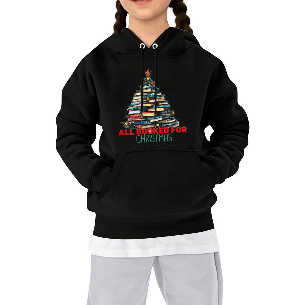 Sweatshirts For Teen Girls Hoodies Long Sleeve Drawstring Pullover Cute Printed Oversized Hoodie Christmas