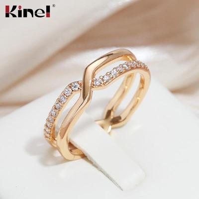 Kinel Klassische Ringe aus natürlichem Zirkon für Damen, doppellagiges Design, moderner Modeschmuck