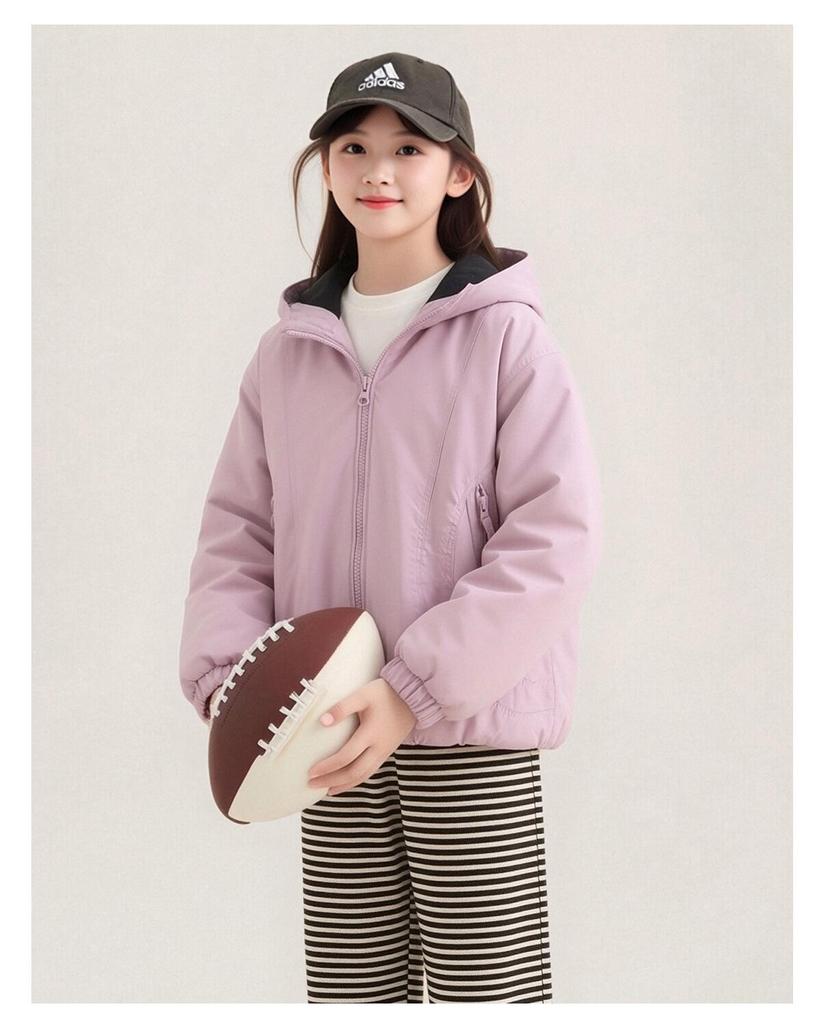 Girls' Korean Style Cotton Hoodie Jacket - Autumn/Winter 2026 Student Casual Wear
