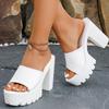 Fashion Summer Casual Solid Super Heel Slippers for Women 2025 Plus Size Platform Woman Slides Non-Slip Open Toes Sandals for Women