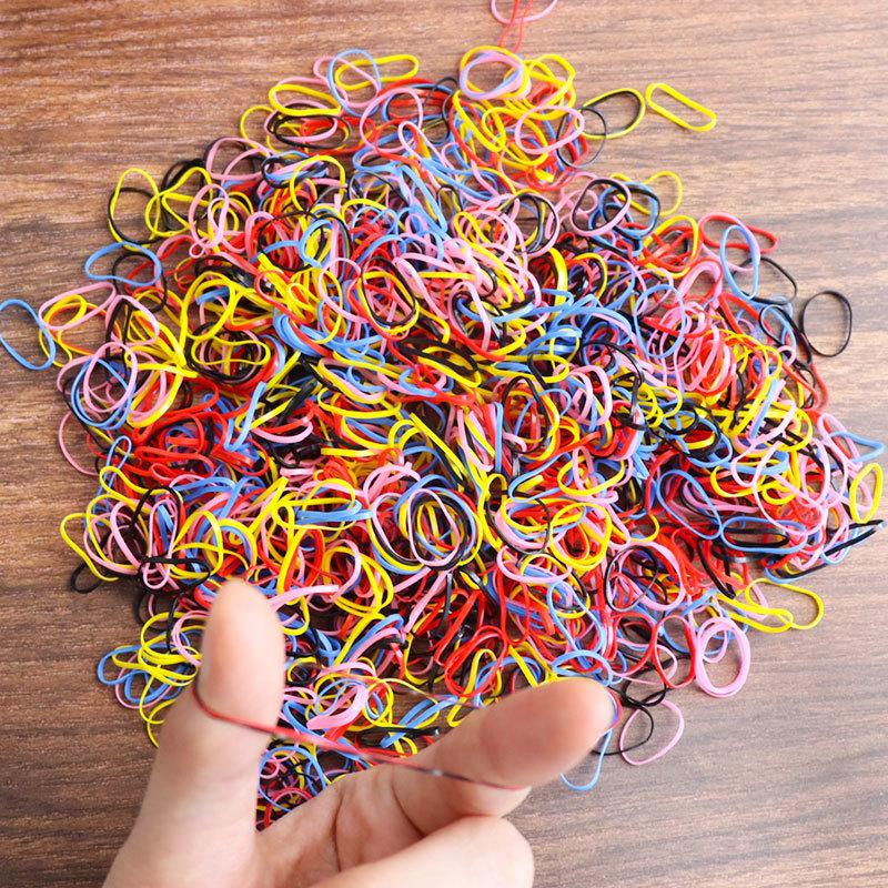 1000 pçs faixa de borracha descartável hairband para crianças rabo de cavalo laços de cabelo elástico colorido faixas de cabelo acessórios de cabelo do bebê