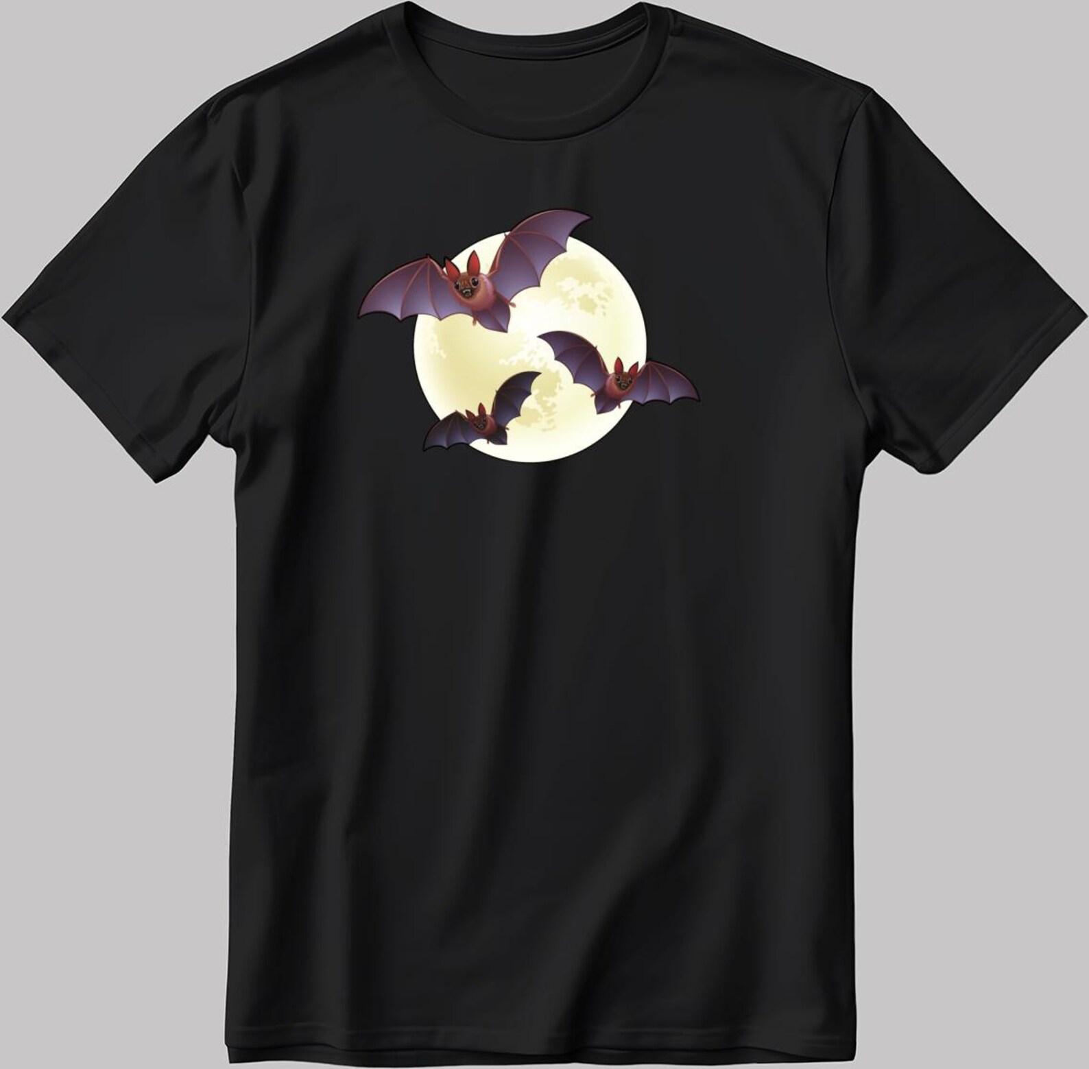 Halloween full moon and bat Short Sleeve White-Black Men s / Women s T-Shirt H609 2XL