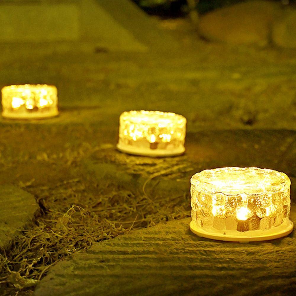 Round Solar Ice Brick Light LED Step Decorative Light Ground Light Outdoor Buried Light  Driveway