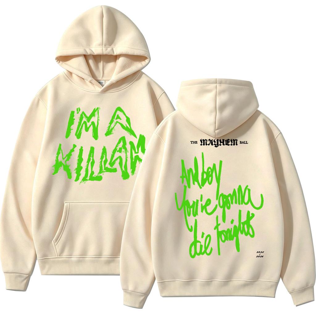 Singer Lady Gaga The MAYHEM Ball Neon Green Killah Hoodie Fashion Pop Music Vintage Sweatshirt Loose Fleece Casual Tracksuit Y2k