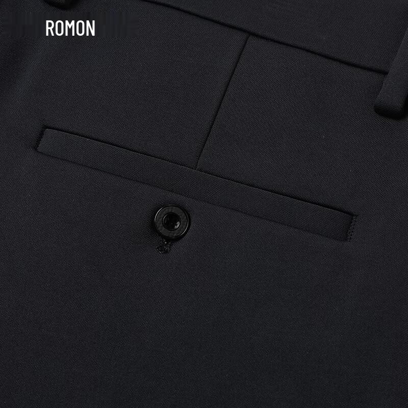 ROMON Men's Wool Blend Fleece Lined Straight-Leg Business Casual Trousers