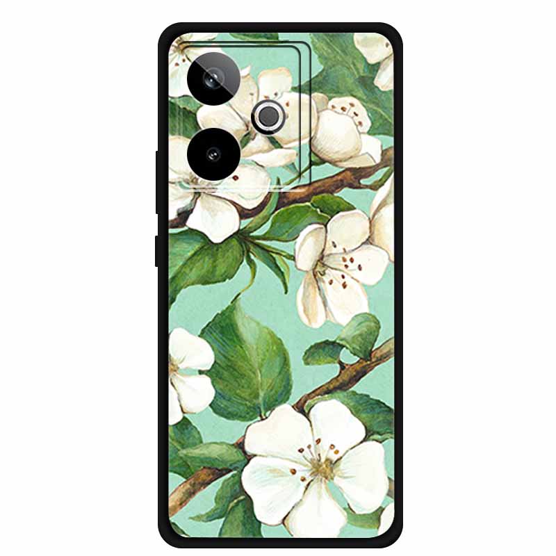 For Realme GT7 3D Relief Phone Case Emboss Flower Back Cover Black Silicone Shockproof Soft Protector 6.8" Realme GT 7T 7 T Capa