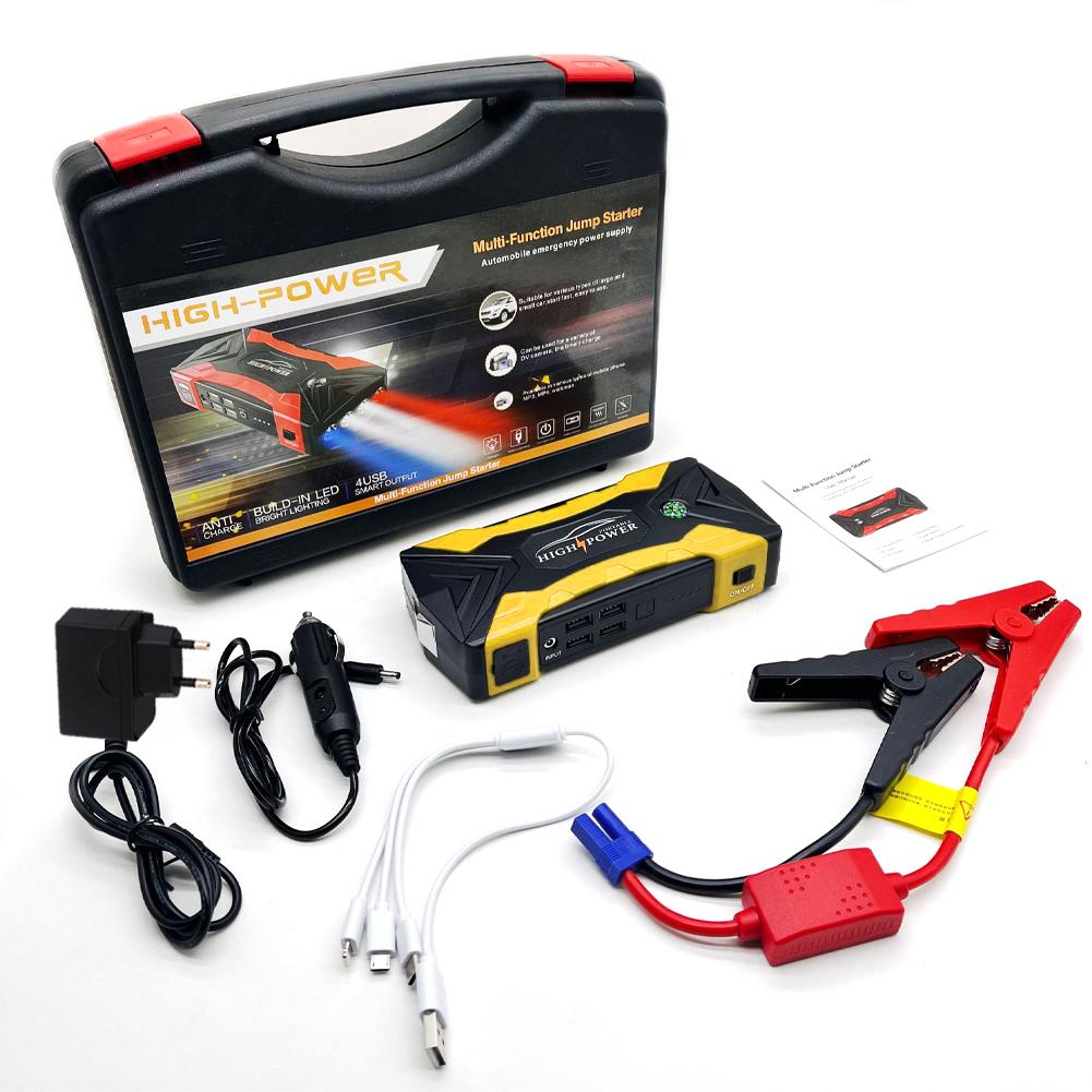 

99800mAh 20000mAh Автомобільний пусковий пристрій 3000A Портативний зарядний пристрій для акумулятора Power Bank Стартер для автомобіля жовтий