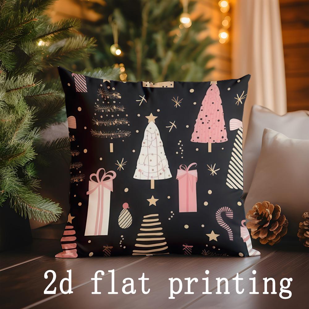 Home Decor Winter Snowflakes Trees Pillowcase Suitable For Sofa Bedroom Car Pillow Cover Cushion Rectangular Back Cushion
