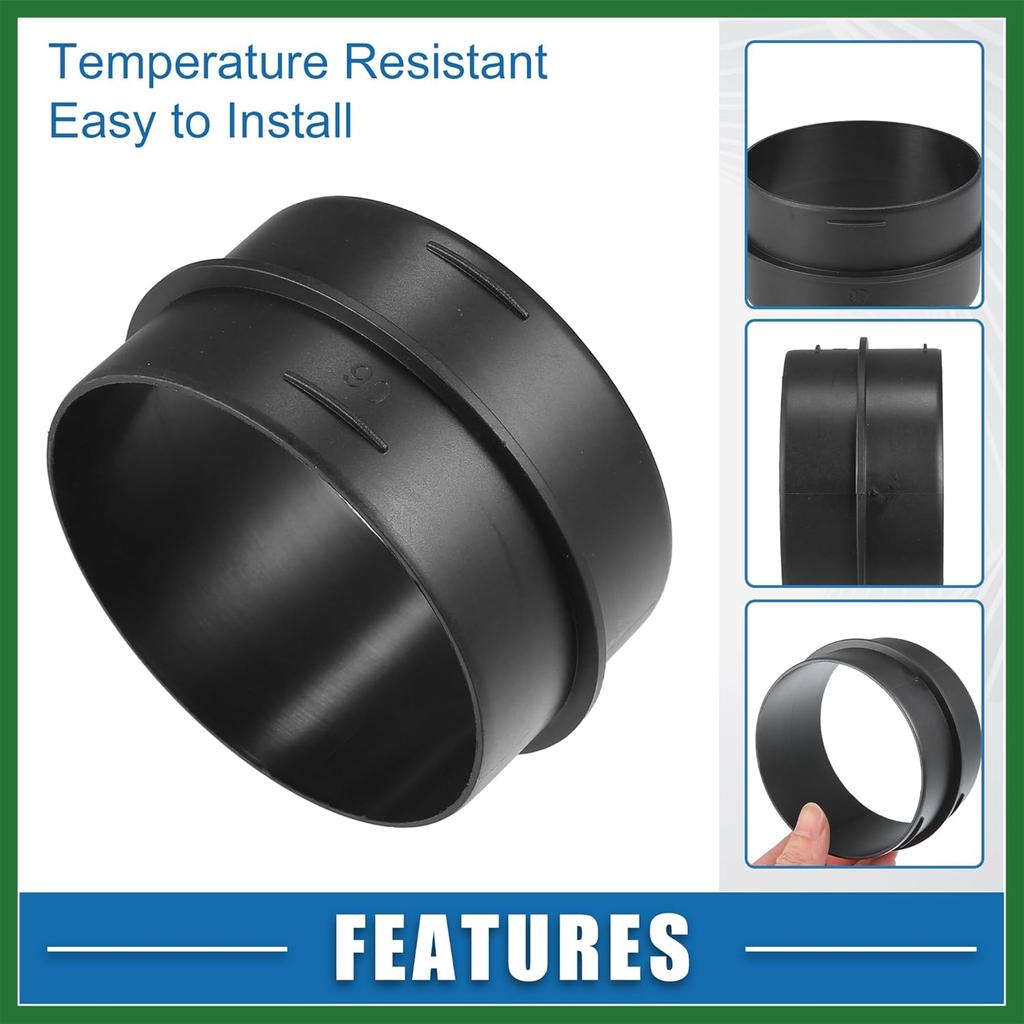 Motoforti Car Air Ducting Connector Straight Air Heater Duct Joiner Connector Pipe 3.54'' 90mm OD Black Long-lasting
