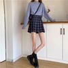 Women's High-Waist Retro Plaid A-Line Pleated Skirt for Spring, Summer, Autumn – Anti-Exposure Short Korean Style