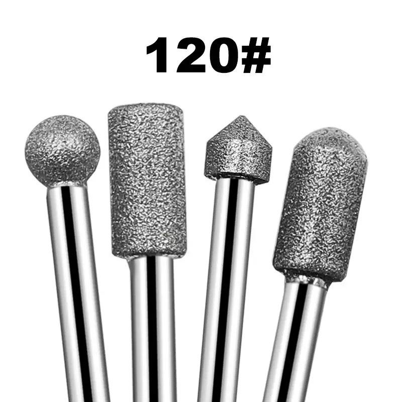 Set di 20 Punte da Smeriglio Diamantate, Gambo da 6mm Grana 120, Strumenti per Incisione su Giada Vetro