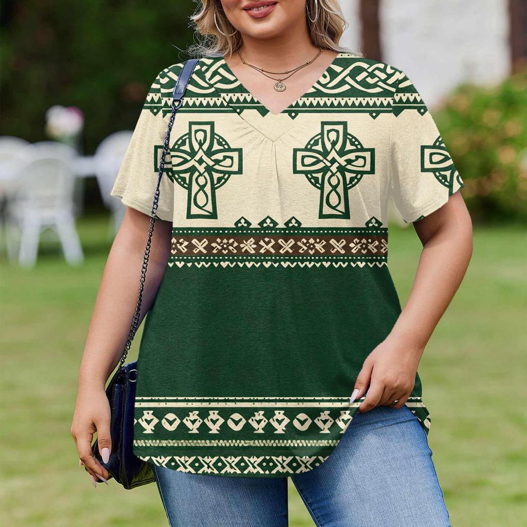 Modische Damen Übergröße Lässige Lockere Kurzarm Elegante V-Ausschnitt Bluse Für die Arbeit