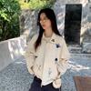Chaqueta Fina Bordada con Flores y Pájaros Vintage para Mujer, Informal, Holgada, Versátil, con Cremallera, Ropa de Abrigo Diaria