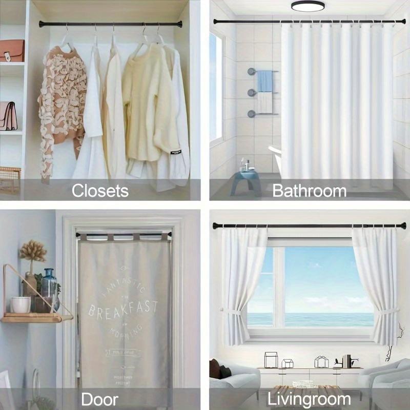 Adjustable Tension Curtain Rod - No‑Drill Extendable Spring Rod for Bathroom, Closet, Window & Doorway