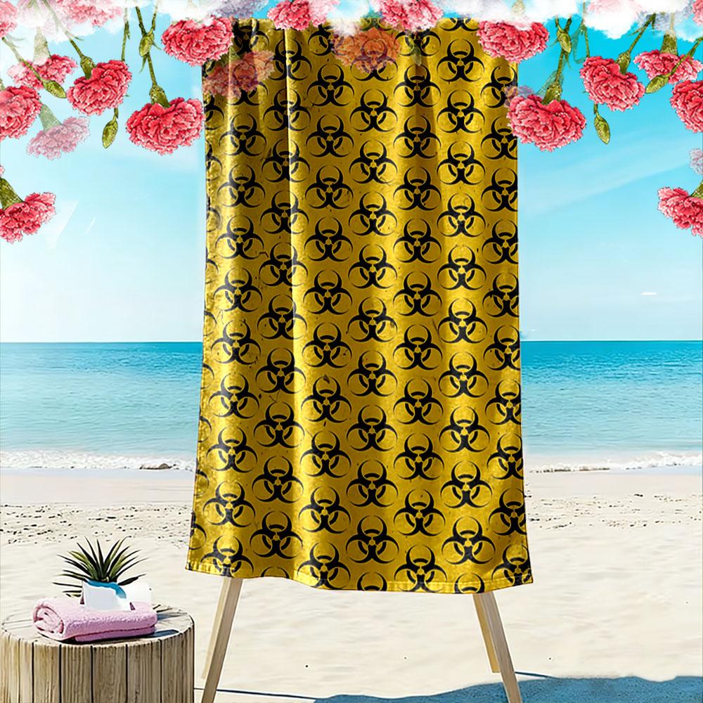 Vivid biohazard pattern Print beach towel, quick drying, suitable for travel, outdoor sports, jogging, the beach and swimming, gift