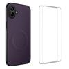 For Samsung Galaxy A06 5G Magnetic Case WANLONFENG TQ1 Series Carbon Fiber Texture PC TPU Phone Cover with 2Pcs Screen Films