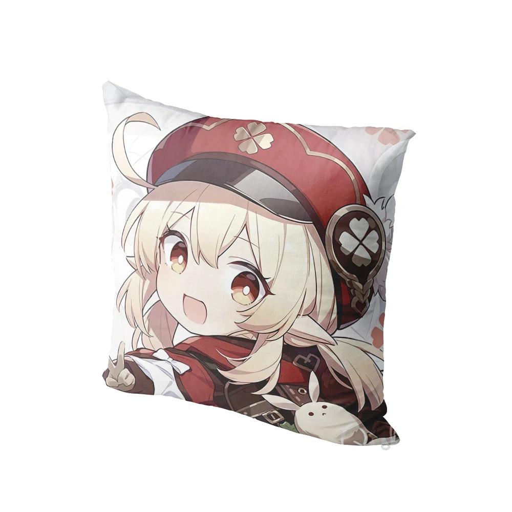 

Двухмерные наволочки Геншин, наволочка для подушки, наволочка для дивана, прикроватная подушка, мультяшный аниме декор, двусторонняя наволочка 16x16Inch