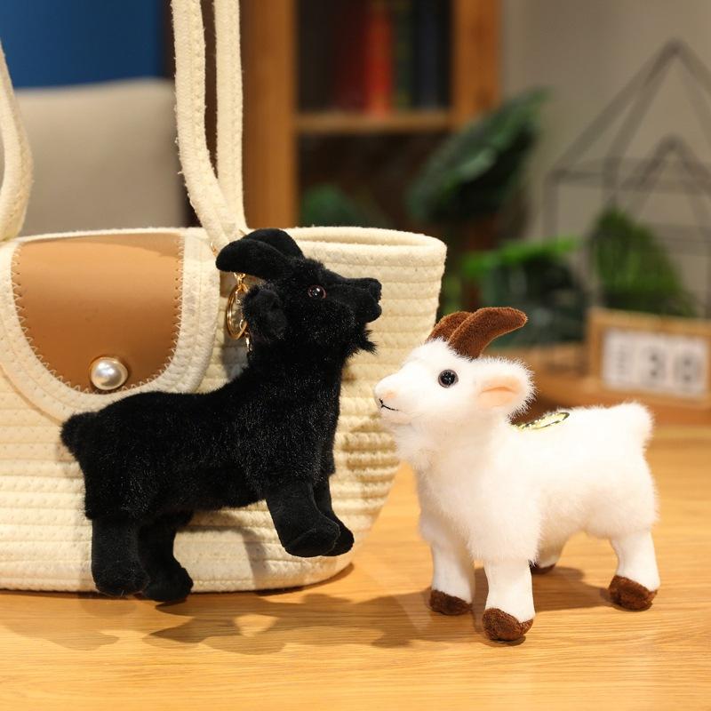 Cute Simulation Goat Pendant Plush Toy Doll Black Goat Doll Girls Bag Keychain Pendant