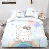 Copripiumino Animali Cartoni Animati Simpatico Set Letto Coniglio Arcobaleno Microfibra Fauna Selvatica Copripiumino Misura Singola Per Bambine Bambini Stanza Kawaii