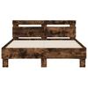 LED Backlit Bed Frame with Headboard Smoked Oak 120x200 cm